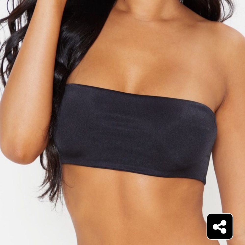 PrettyLittleThing Black strapless bikini top